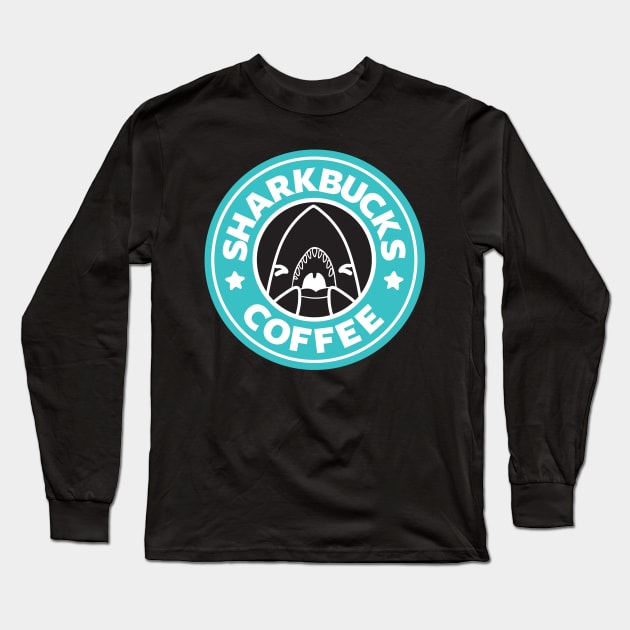 Sharkbucks Logo [Teal] Long Sleeve T-Shirt by bytesizetreasure